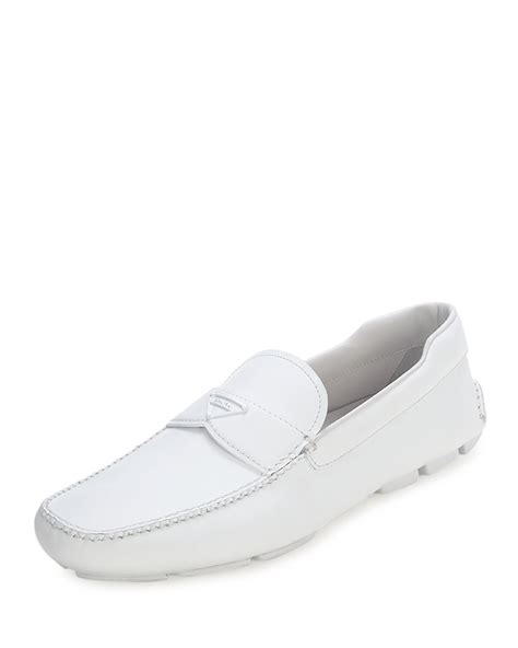 prada white loafers womens